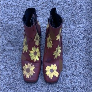 Hand painted Sunflower Booties